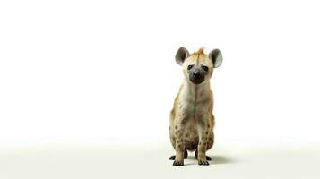 photo de une hyène sur blanc Contexte. génératif ai