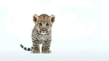 photo de une léopard sur blanc Contexte. génératif ai