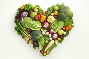 nourriture la photographie de cœur fabriqué de différent des légumes. ai génératif photo