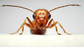 photo de une tisserand fourmi sur blanc Contexte. génératif ai