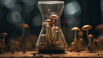 champignon dans une heure verre illustration photo