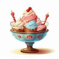 illustration la glace crème dans verre 2d dessin animé conception photo