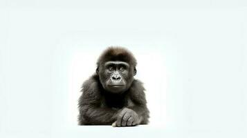 photo de une koko le gorille sur blanc Contexte. génératif ai