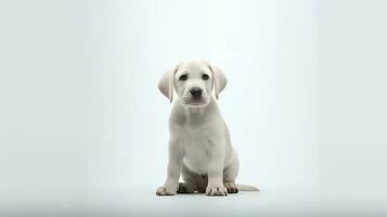 photo de une Labrador retriever sur blanc Contexte. génératif ai