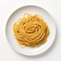 nourriture la photographie de spaghetti sur assiette isolé sur blanc Contexte. génératif ai photo