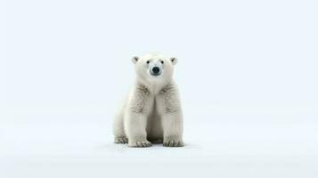 photo de une noisette le polaire ours sur blanc Contexte. génératif ai