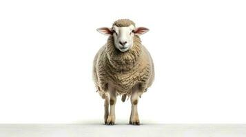 photo de une mouton sur blanc Contexte. génératif ai