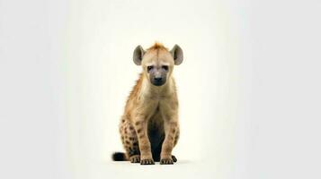 photo de une hyène sur blanc Contexte. génératif ai
