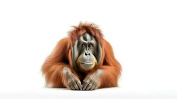 photo de une orang-outan sur blanc Contexte