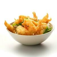 nourriture la photographie de tempura sur assiette isolé sur blanc Contexte. génératif ai photo