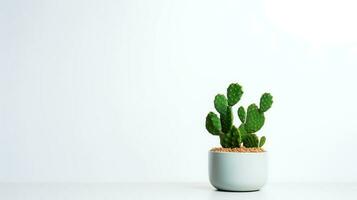 photo de épineux poire dans minimaliste pot comme plante d'appartement pour Accueil décoration isolé sur blanc Contexte. génératif ai