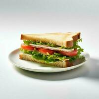 nourriture la photographie de sandwich sur assiette isolé sur blanc Contexte. génératif ai photo