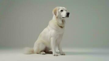 photo de une d'or retriever sur blanc Contexte. génératif ai