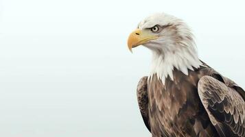 photo de une chauve Aigle sur blanc Contexte. génératif ai