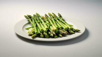 photo de asperges sur assiette isolé sur blanc Contexte