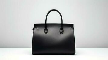 photo de minimaliste noir cuir femelle sac isolé sur blanc Contexte