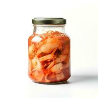 nourriture la photographie de Kimchi sur pot isolé sur blanc Contexte. génératif ai photo