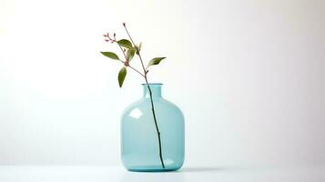 photo de un tige plante dans minimaliste transparent vase comme plante d'appartement pour Accueil décoration sur chaud Couleur Contexte. génératif ai