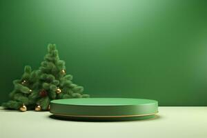 vert Noël Contexte avec podium photo