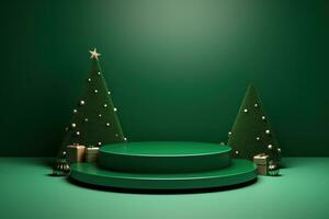 vert Noël Contexte avec podium photo