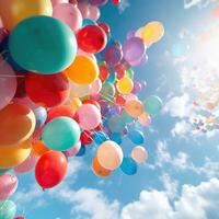 coloré des ballons dans le ciel. génératif ai technologie. photo