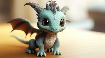 génératif ai, peu minuscule mignonne dragon. symbole de 2024 année, Nouveau année chinois horoscope animal photo