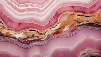 génératif ai, Naturel volcanique agate des pierres fermer lumière rose magenta et d'or texture. fond d'écran arrière-plan, quartz marbre, décoratif Roche modèle photo