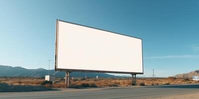 génératif ai, réaliste rue gros panneau d'affichage moquer en haut Vide pour présentation publicité. Extérieur signe Vide dans le futuriste ville, affaires concept. photo