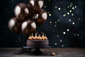 noir Contexte avec anniversaire gâteau photo