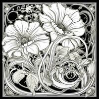 verre art fleur coloration page nouveau art style photo