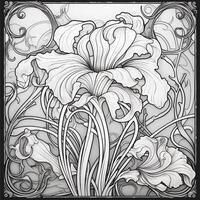 verre art fleur coloration page nouveau art style photo