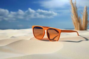 des lunettes de soleil sur une sablonneux île photo