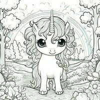 kawaii Licorne coloration pages photo