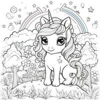 kawaii Licorne coloration pages photo