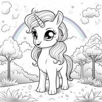 kawaii Licorne coloration pages photo