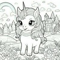 kawaii Licorne coloration pages photo