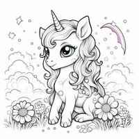 kawaii Licorne coloration pages photo