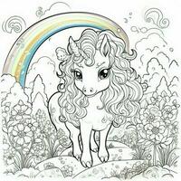 kawaii Licorne coloration pages photo