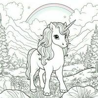 kawaii Licorne coloration pages photo