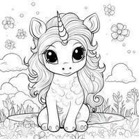 kawaii Licorne coloration pages photo