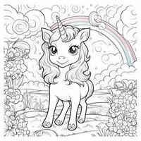 kawaii Licorne coloration pages photo