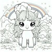 kawaii Licorne coloration pages photo