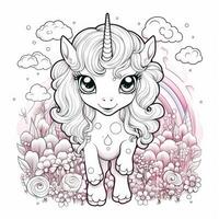 kawaii Licorne coloration pages photo