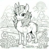 kawaii Licorne coloration pages photo