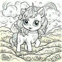 kawaii Licorne coloration pages photo