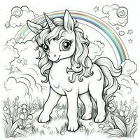 kawaii Licorne coloration pages photo