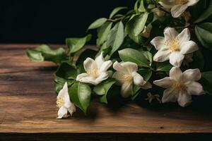 floraison jasmin fleur. une brindille avec fleurs avec une magnifique fragrance photo