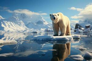 polaire ours sur fusion la glace banquise dans Arctique mer, numérique ai. photo