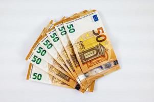 billets de 50 euros en forme d'éventail
