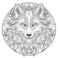 mandala Loup coloration pages photo